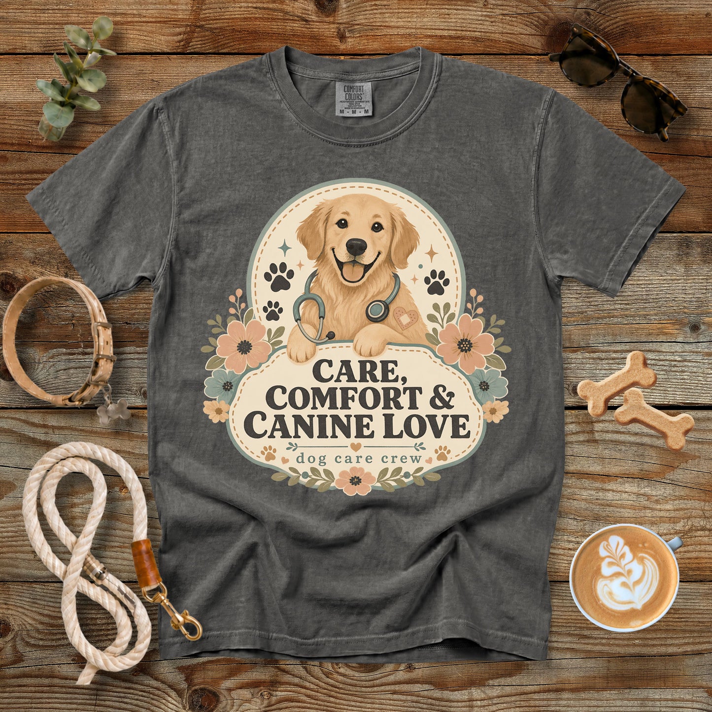Care, Comfort & Canine Love T-Shirt | Comfort Colors 1717