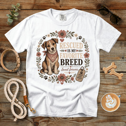 Rescued Is My Favorite Breed T-Shirt | Comfort Colors 1717