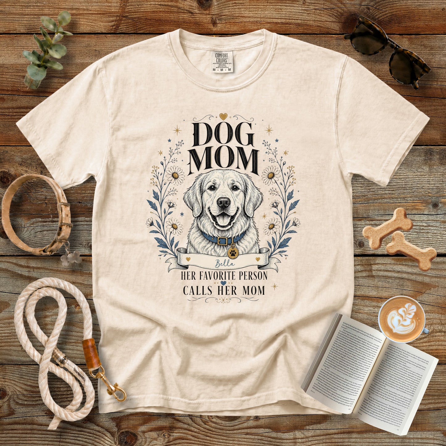 Personalized Dog Mom T-Shirt | Her Favorite Person Calls Her Mom Comfort Colors 1717