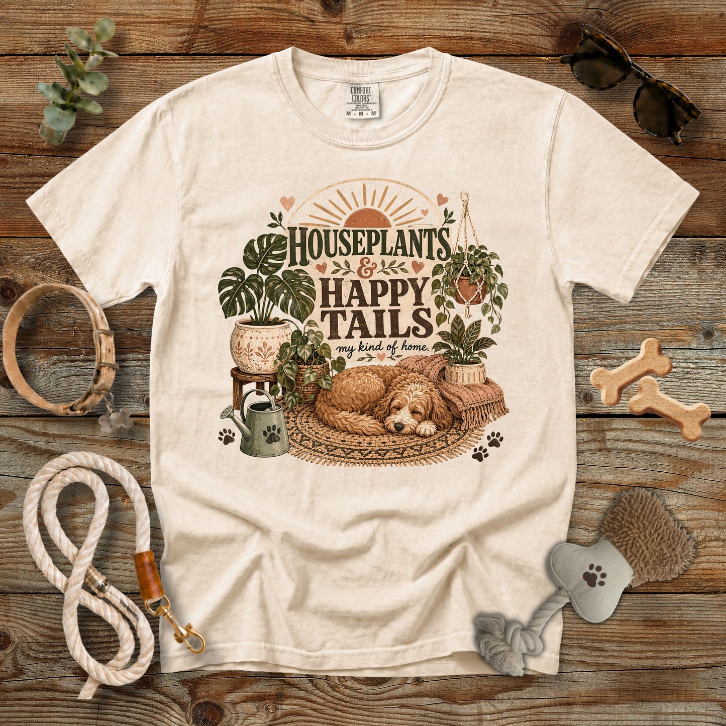 Houseplants & Happy Tails T-Shirt | Comfort Colors 1717 Dog Mom Tee