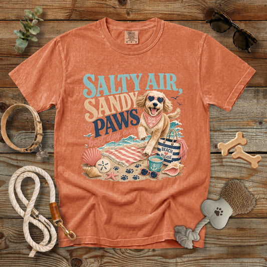 Salty Air Sandy Paws Best Day Ever T-Shirt | Comfort Colors 1717 Dog Mom Beach Tee