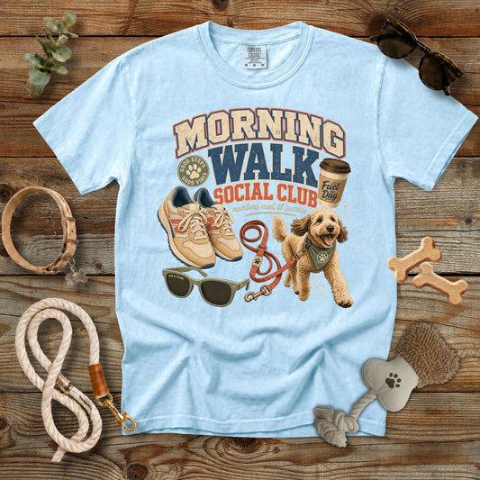 Morning Walk Social Club T-Shirt | Comfort Colors 1717 Dog Mom Walking Tee