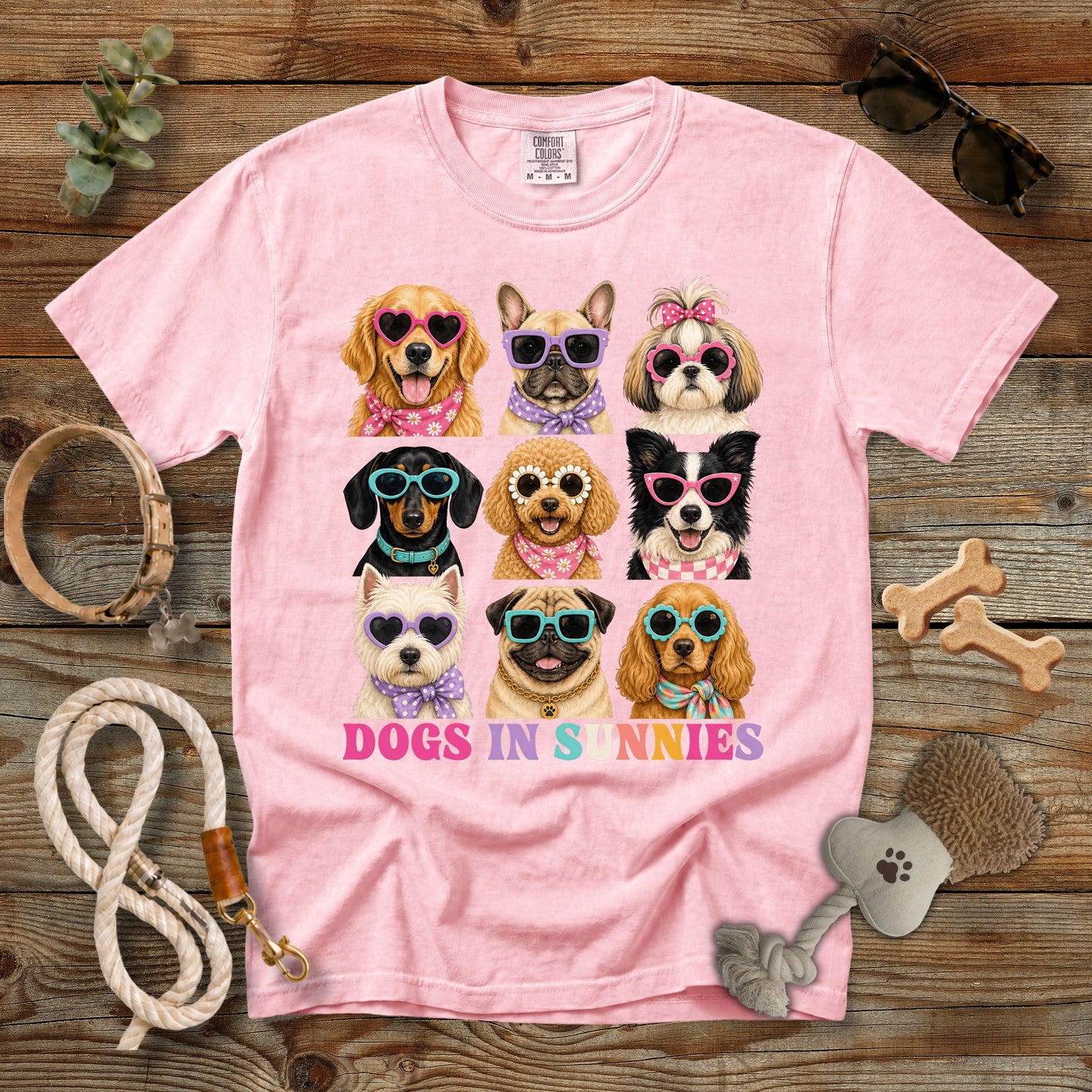 Dogs in Sunnies T-Shirt | Funny Dog Mom Comfort Colors 1717 Cute Sunglasses Graphic Tee