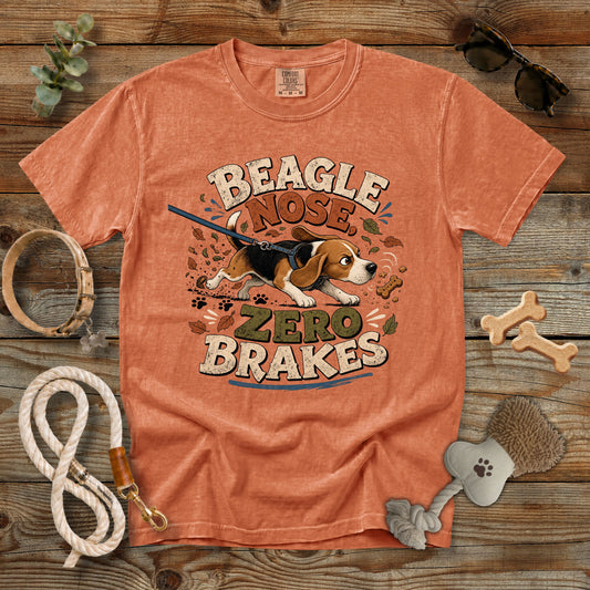 Beagle Nose Zero Brakes T-Shirt | Funny Beagle Dog Mom Comfort Colors 1717 Graphic Tee