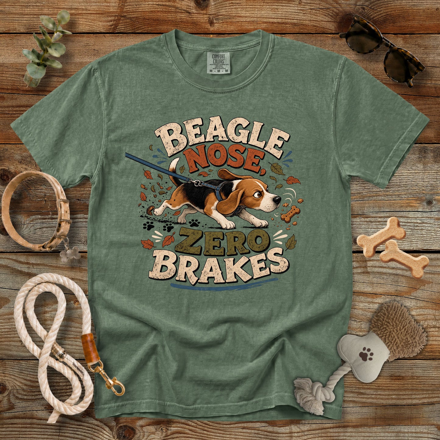 Beagle Nose Zero Brakes T-Shirt | Funny Beagle Dog Mom Comfort Colors 1717 Graphic Tee