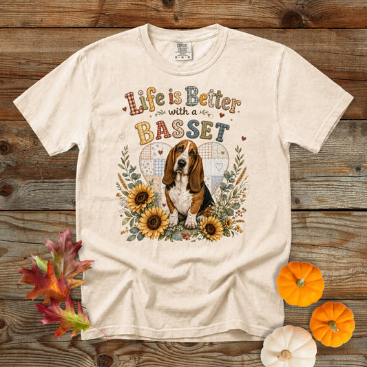 Life Is Better with a Basset Hound T-Shirt | Comfort Colors 1717