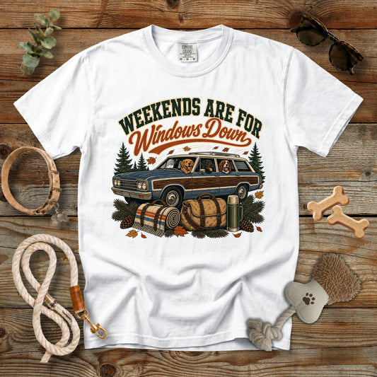 Weekends Are for Windows Down T-Shirt | Dog Mom Tee Comfort Colors 1717