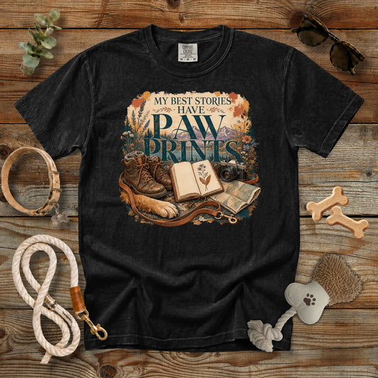 My Best Stories Have Paw Prints T-Shirt | Dog Mom Tee Comfort Colors 1717
