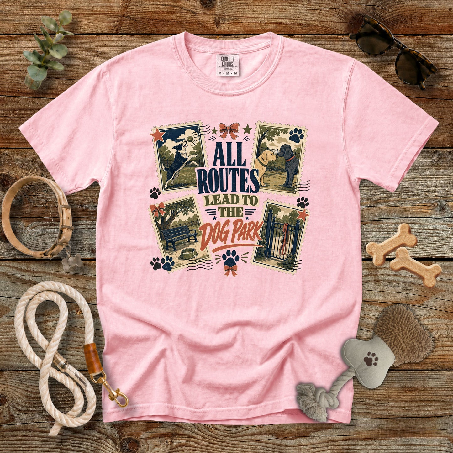 All Routes Lead to the Dog Park T-Shirt | Dog Mom Tee Comfort Colors 1717