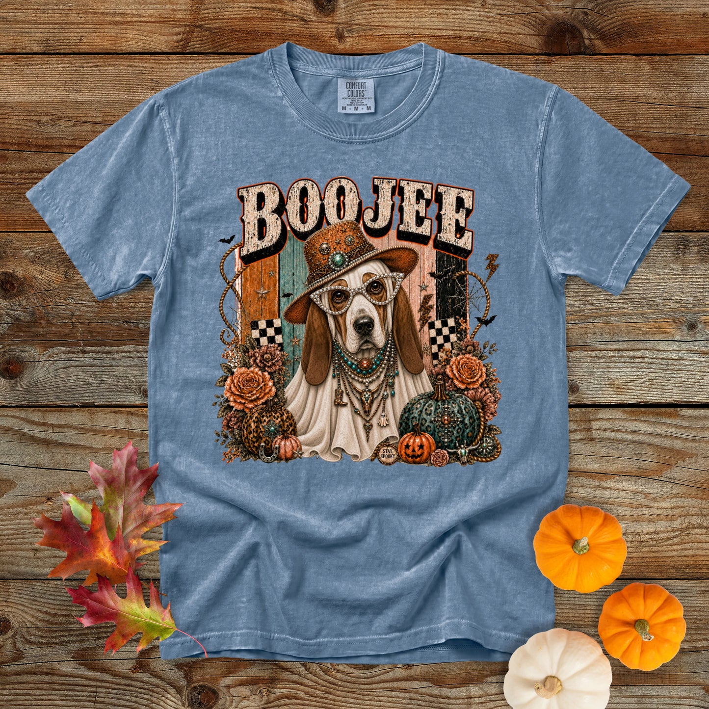 Boojee Ghost Basset Hound T-Shirt | Dog Mom Tee Comfort Colors 1717