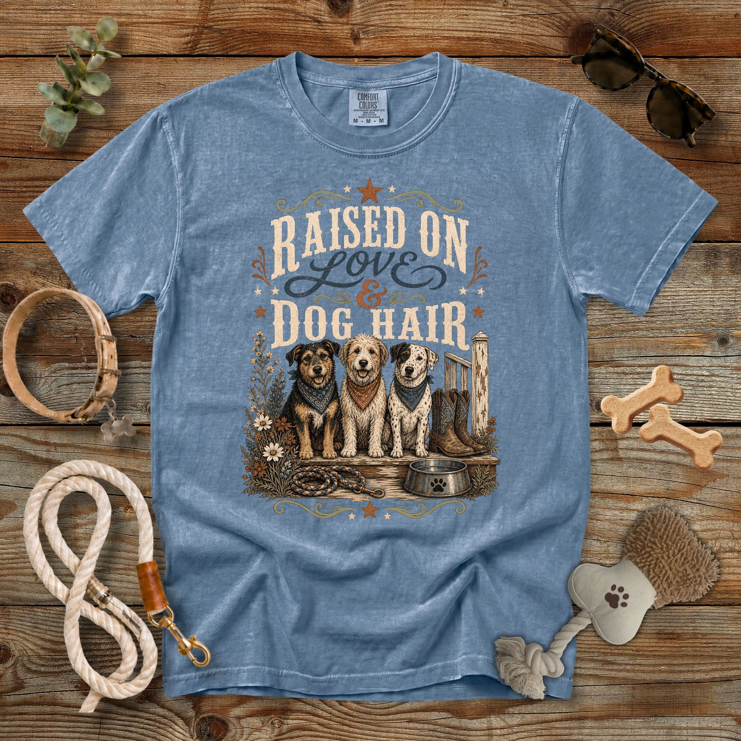 Raised on Love & Dog Hair T-Shirt | Dog Mom Comfort Colors 1717