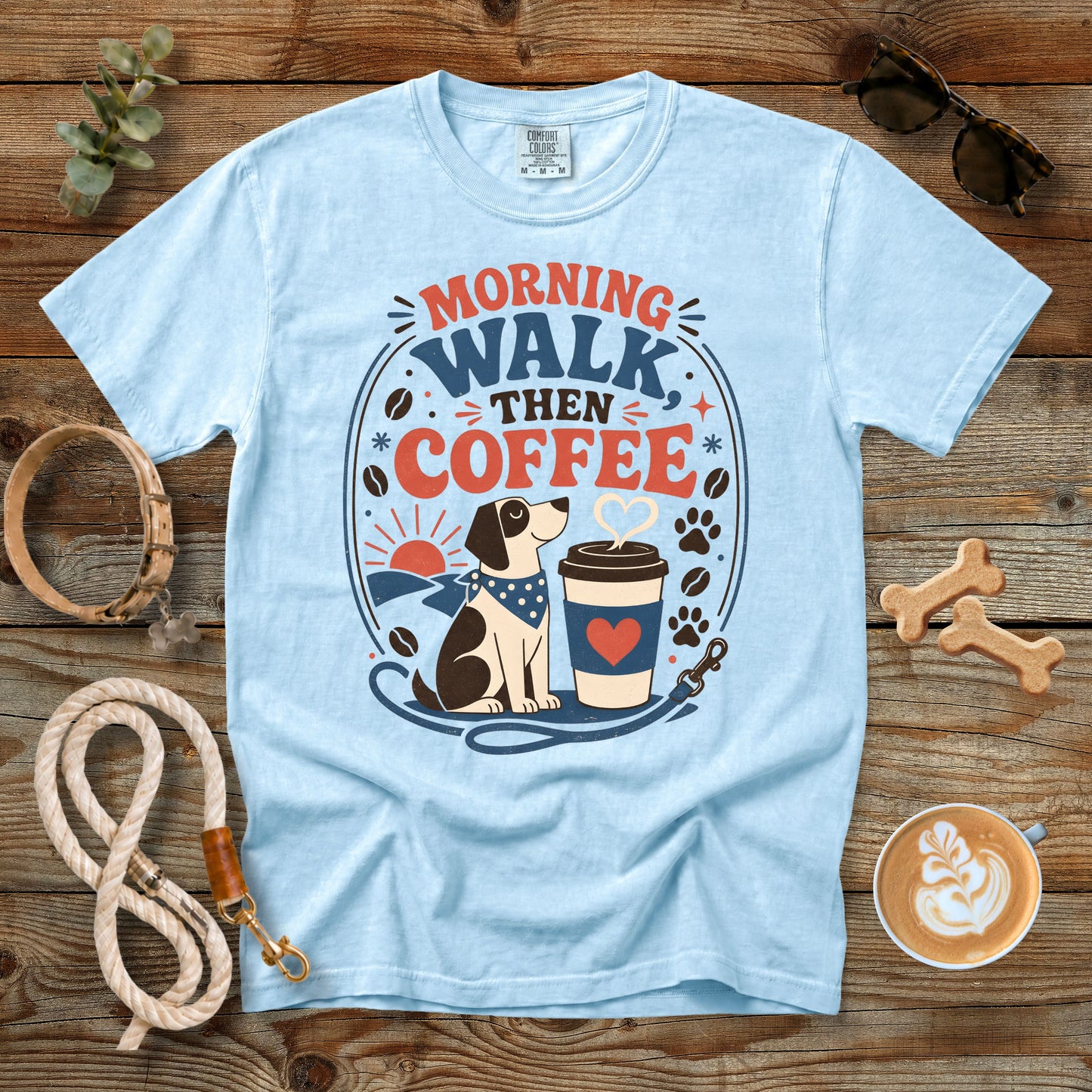Morning Walk Then Coffee T-Shirt | Comfort Colors® 1717
