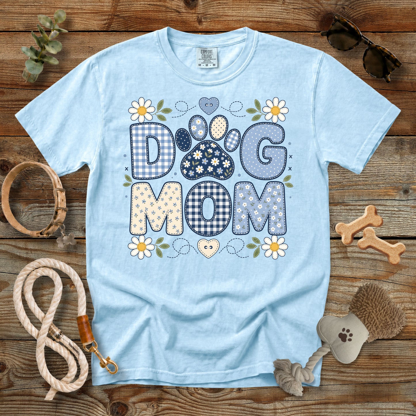 Dog Mom Floral Gingham T-Shirt | Comfort Colors® 1717