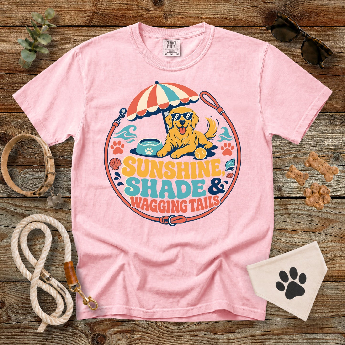 Sunshine, Shade & Wagging Tails Dog Mom T-Shirt | Comfort Colors® 1717