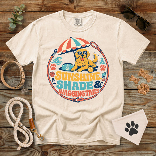 Sunshine, Shade & Wagging Tails Dog Mom T-Shirt | Comfort Colors® 1717