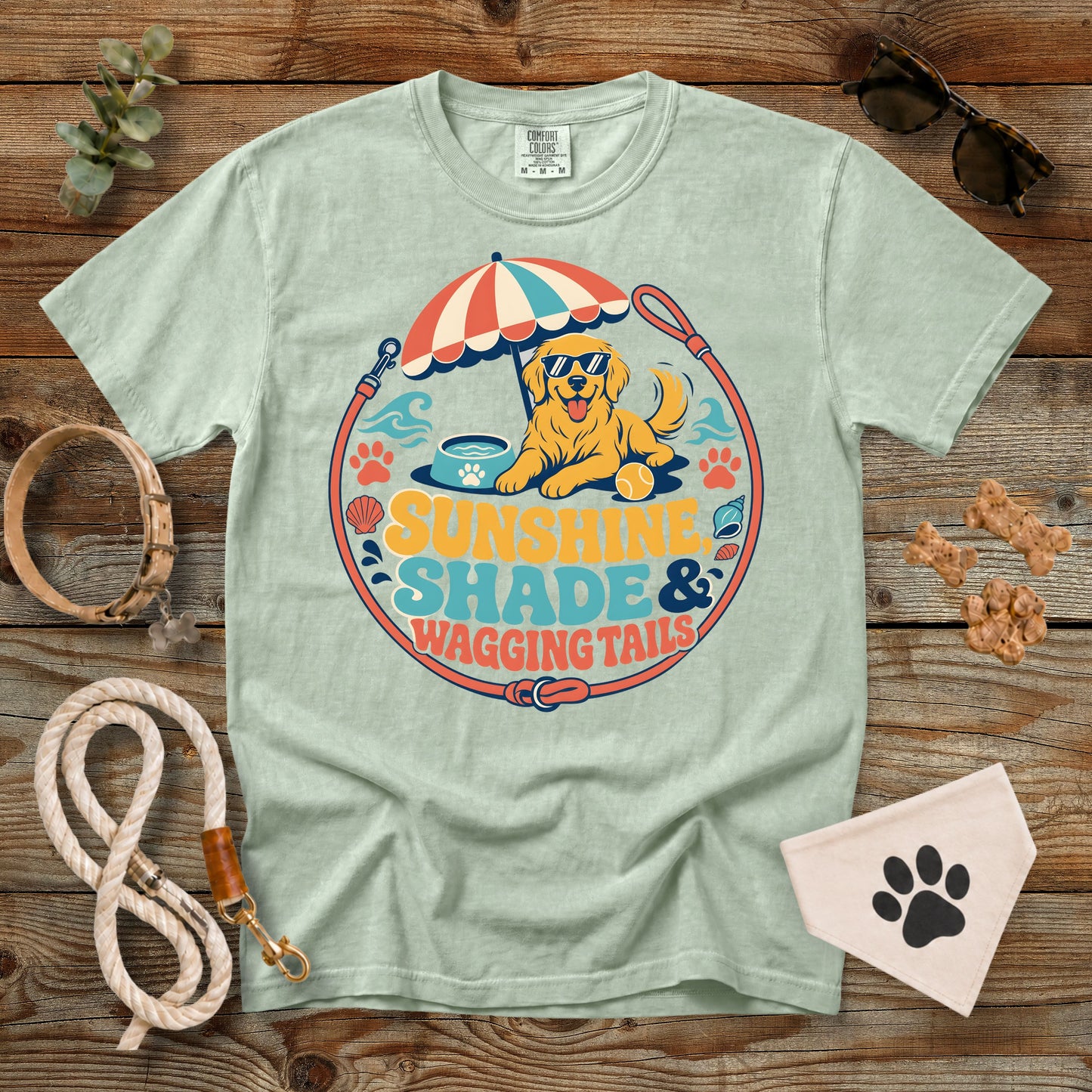 Sunshine, Shade & Wagging Tails Dog Mom T-Shirt | Comfort Colors® 1717