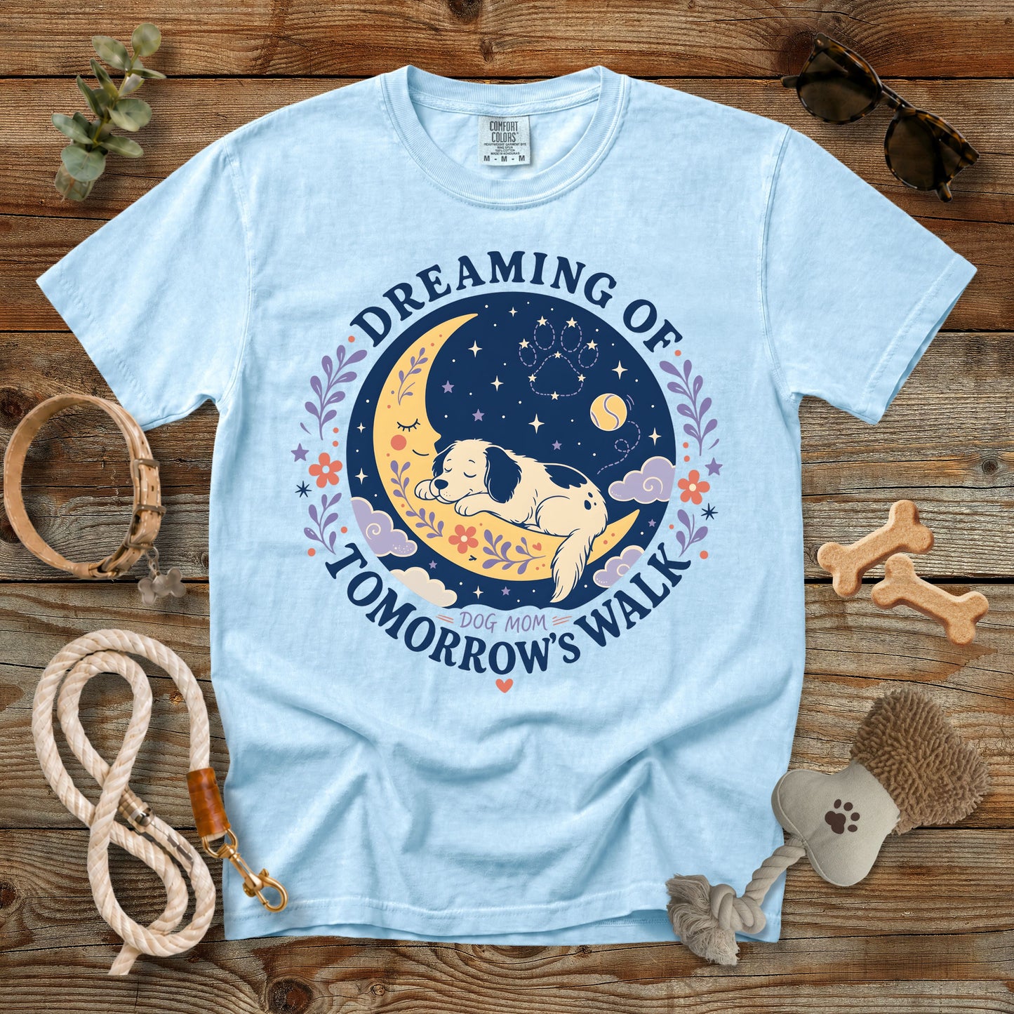 Dreaming of Tomorrow's Walk Dog Mom T-Shirt | Comfort Colors 1717