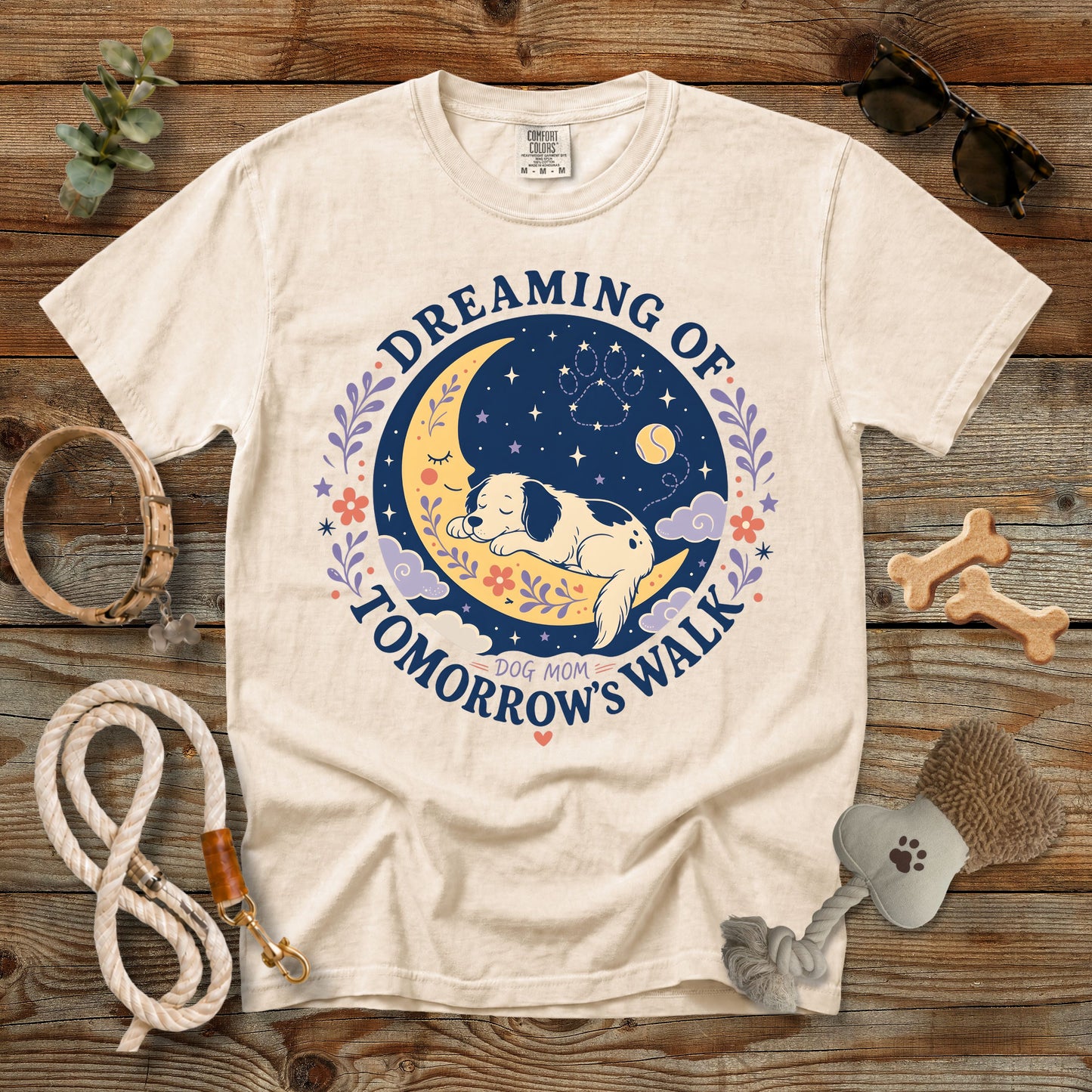 Dreaming of Tomorrow's Walk Dog Mom T-Shirt | Comfort Colors 1717