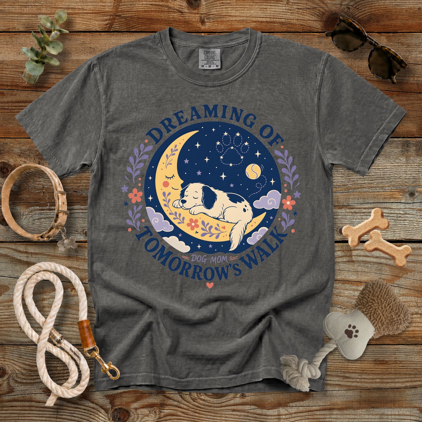 Dreaming of Tomorrow's Walk Dog Mom T-Shirt | Comfort Colors 1717