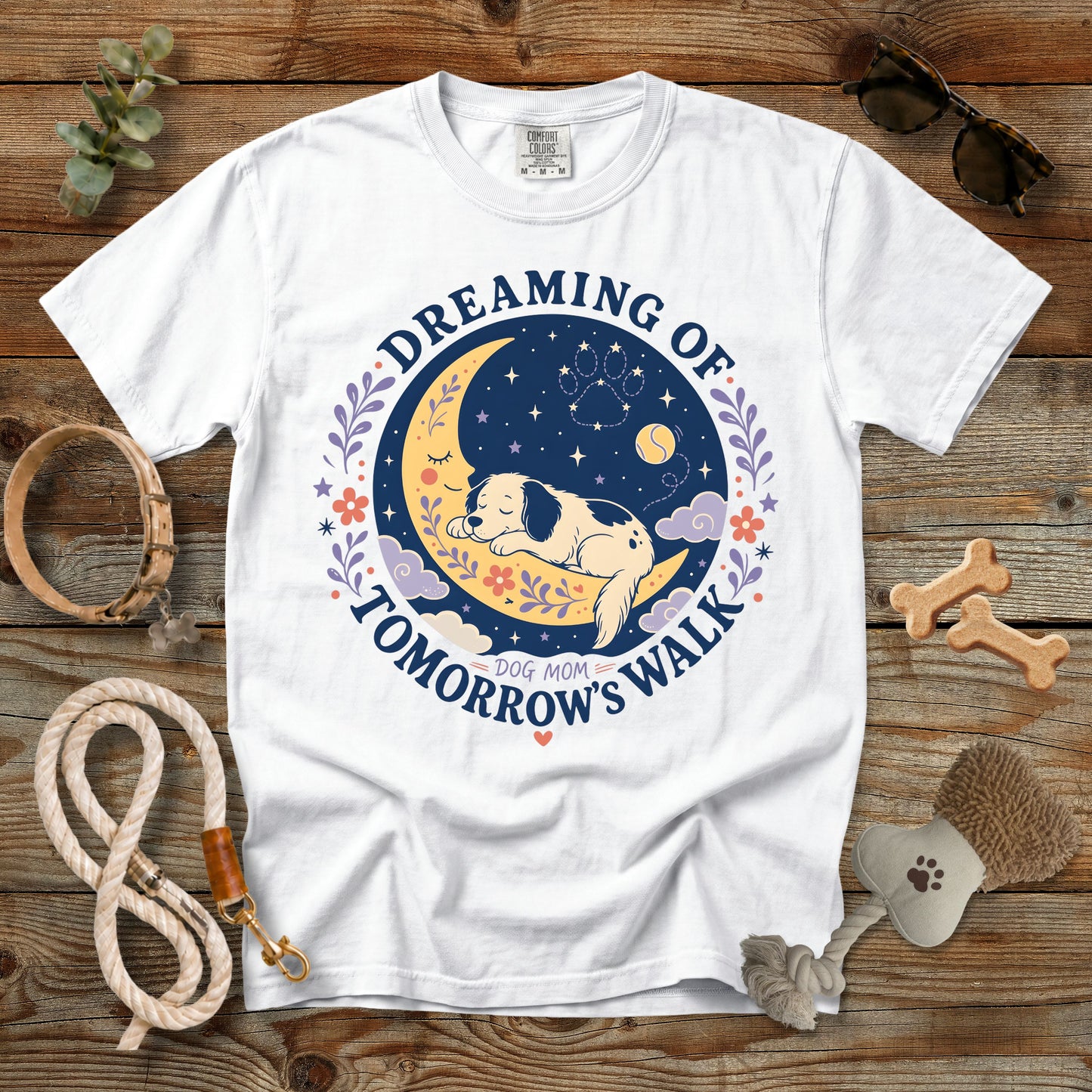 Dreaming of Tomorrow's Walk Dog Mom T-Shirt | Comfort Colors 1717