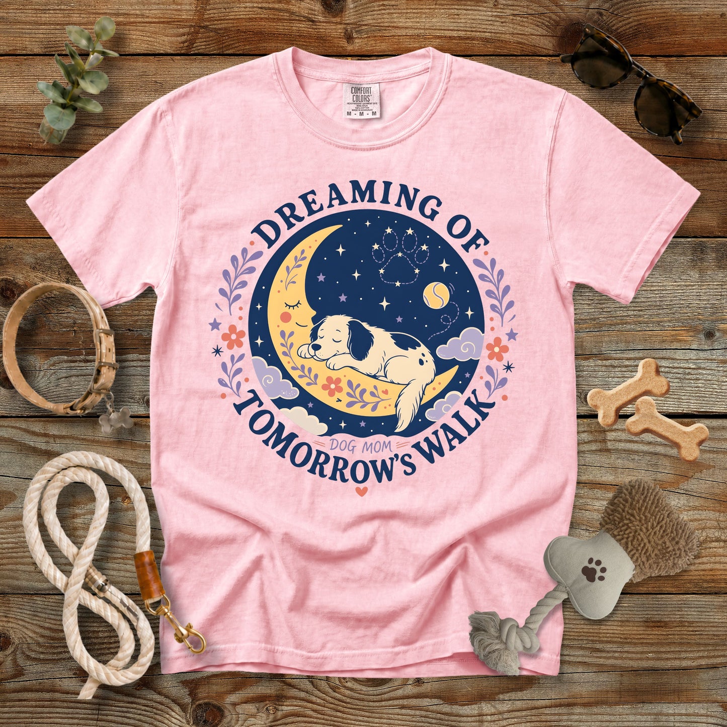 Dreaming of Tomorrow's Walk Dog Mom T-Shirt | Comfort Colors 1717