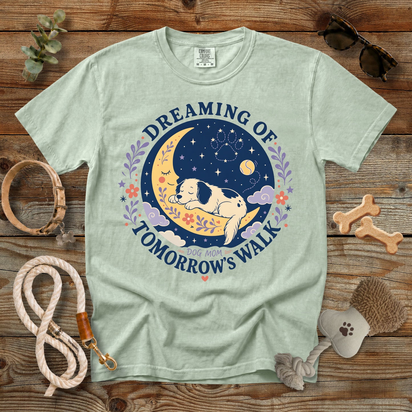 Dreaming of Tomorrow's Walk Dog Mom T-Shirt | Comfort Colors 1717