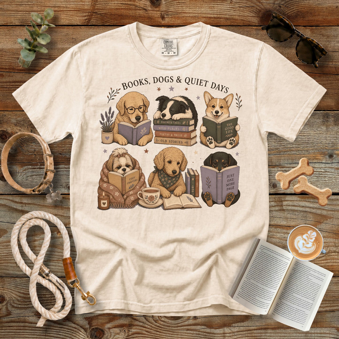 Books, Dogs & Quiet Days T-Shirt | Comfort Colors 1717