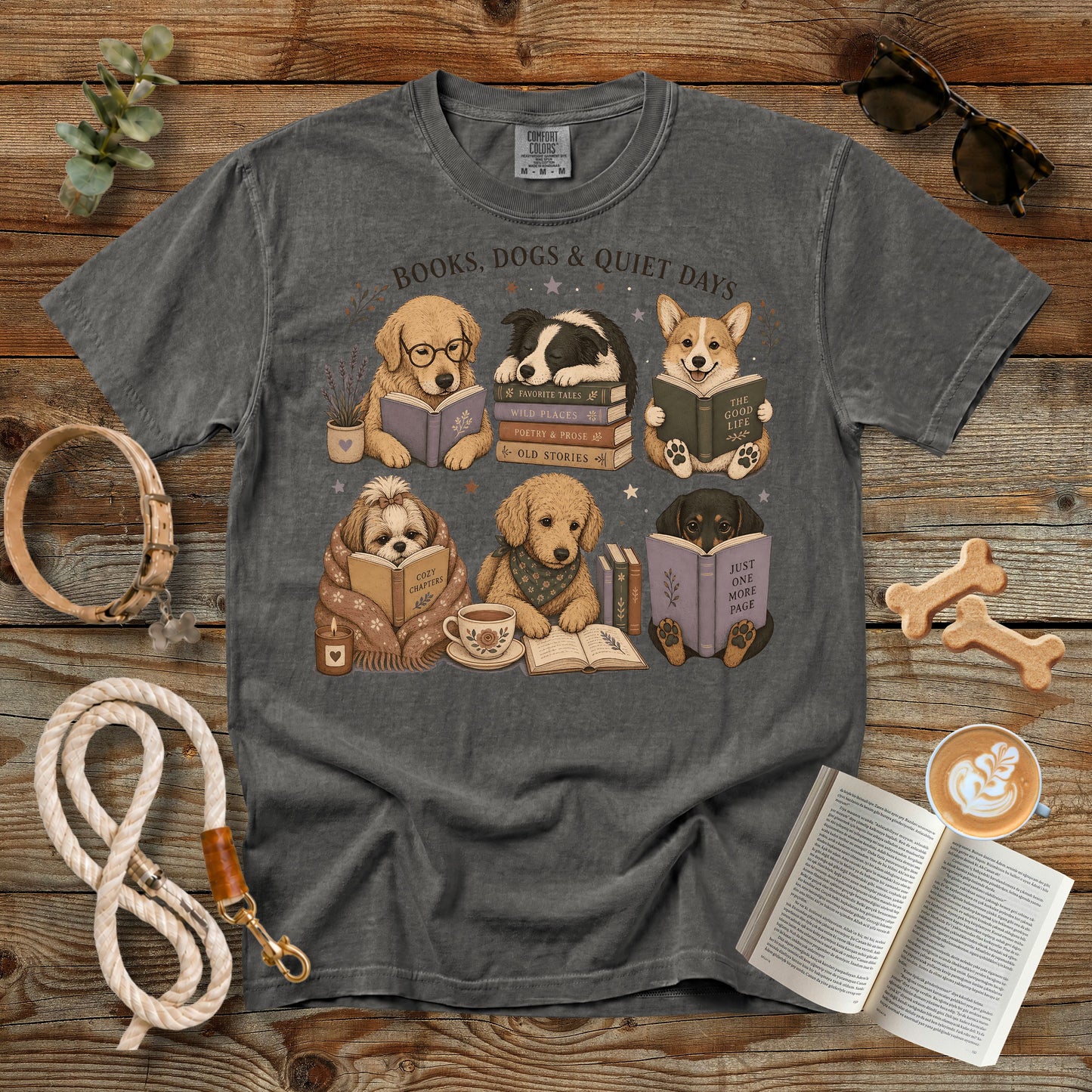 Books, Dogs & Quiet Days T-Shirt | Comfort Colors 1717