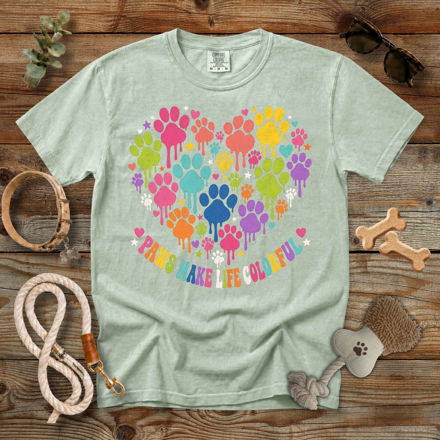 Paws Make Life Colorful T-Shirt | Comfort Colors 1717
