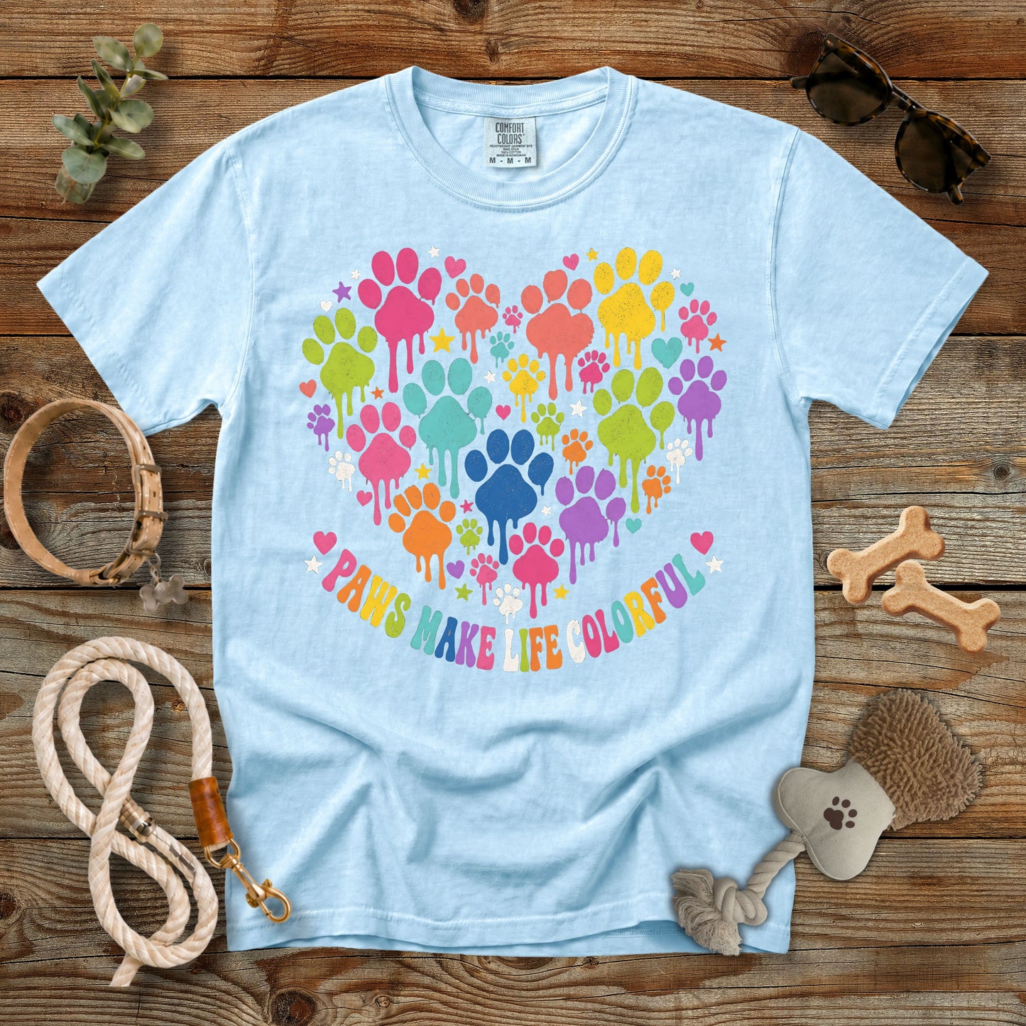 Paws Make Life Colorful T-Shirt | Comfort Colors 1717