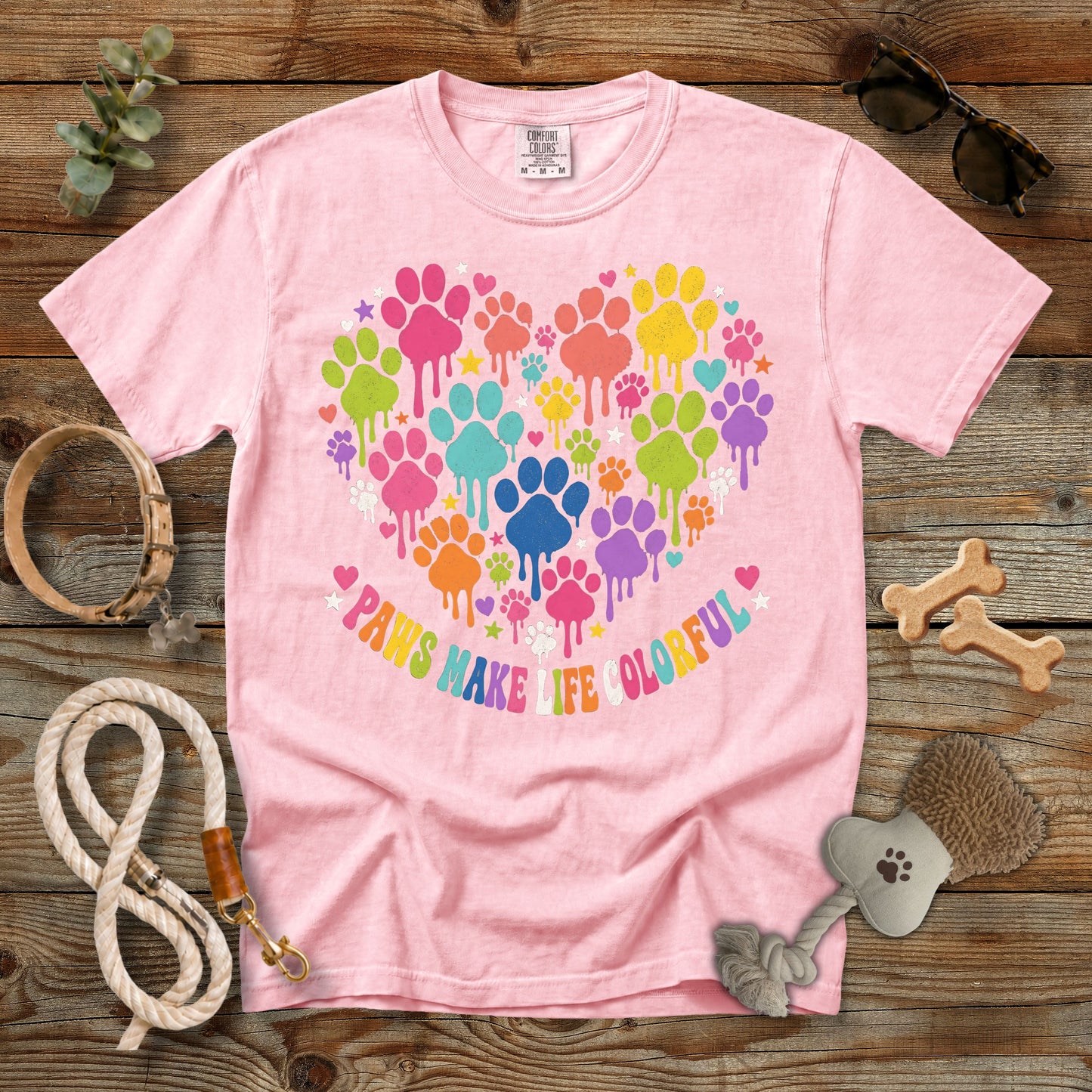 Paws Make Life Colorful T-Shirt | Comfort Colors 1717