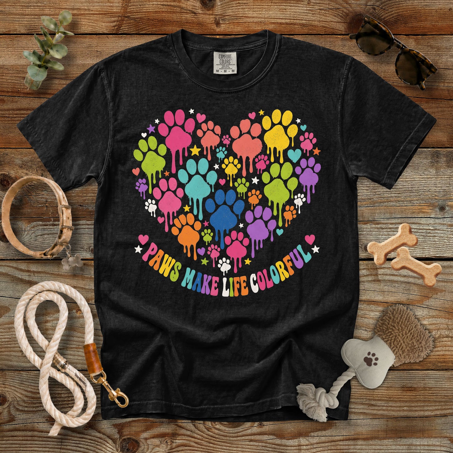 Paws Make Life Colorful T-Shirt | Comfort Colors 1717