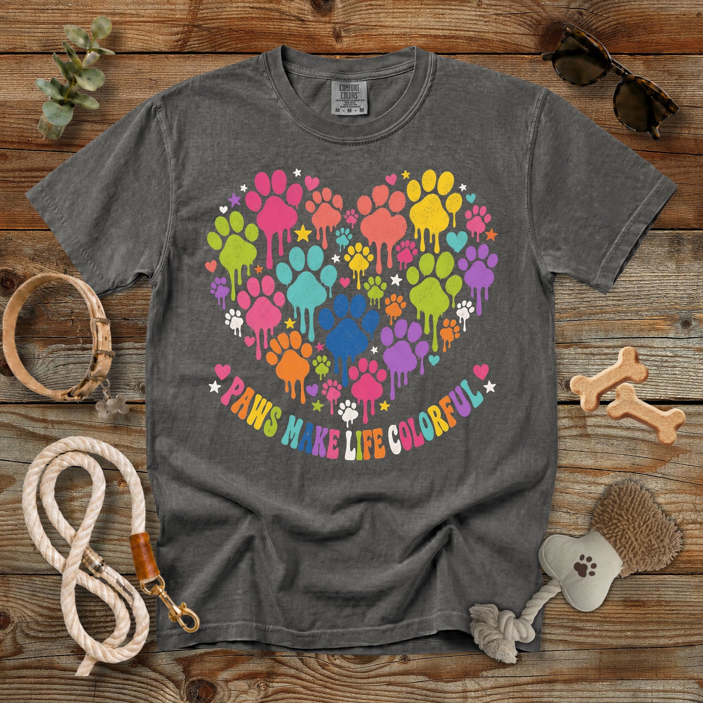 Paws Make Life Colorful T-Shirt | Comfort Colors 1717