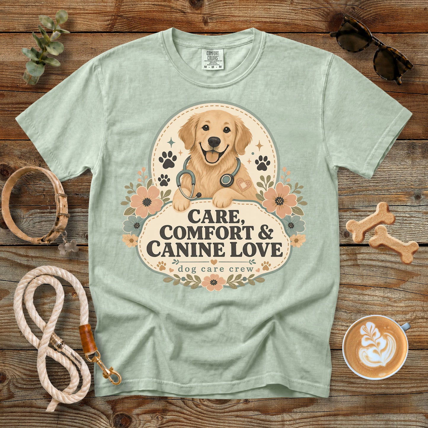 Care, Comfort & Canine Love T-Shirt | Comfort Colors 1717
