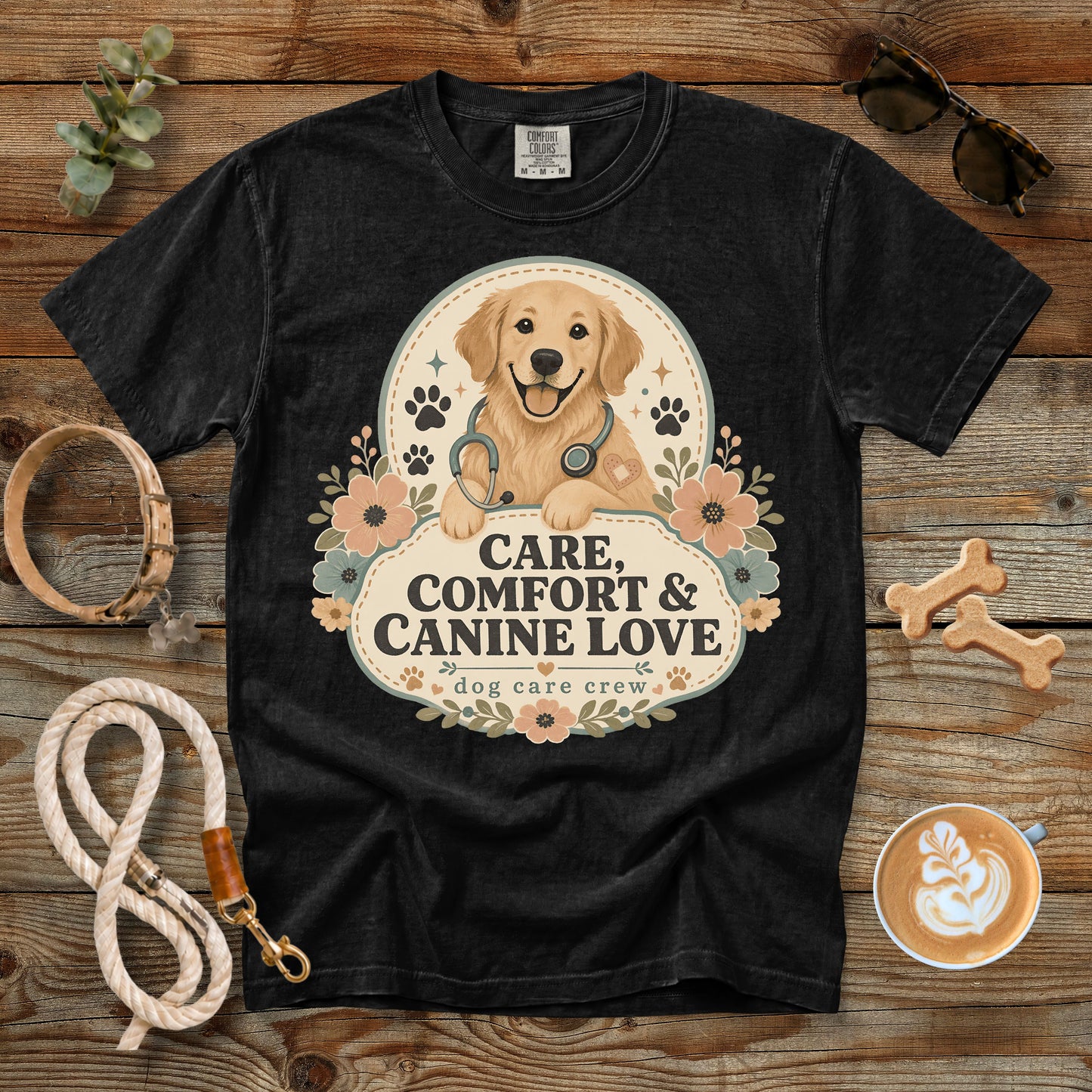 Care, Comfort & Canine Love T-Shirt | Comfort Colors 1717