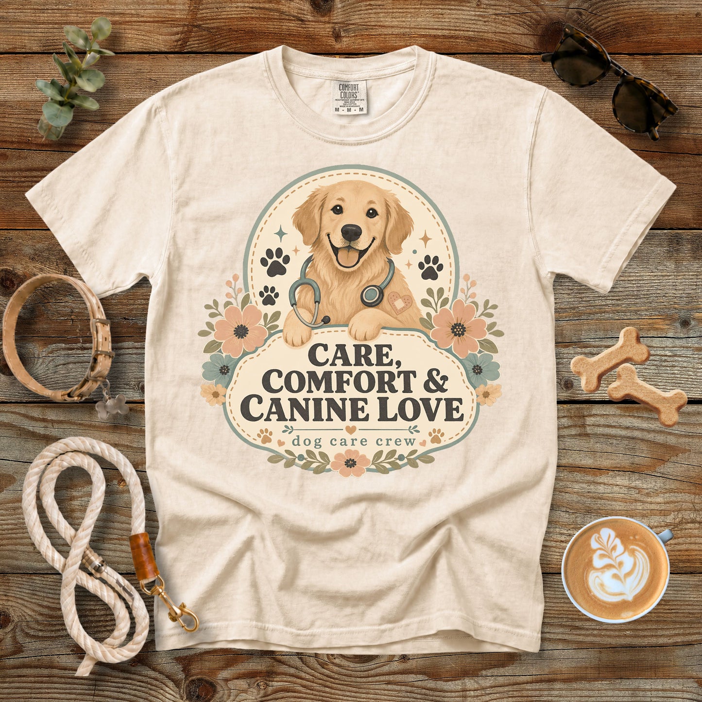 Care, Comfort & Canine Love T-Shirt | Comfort Colors 1717