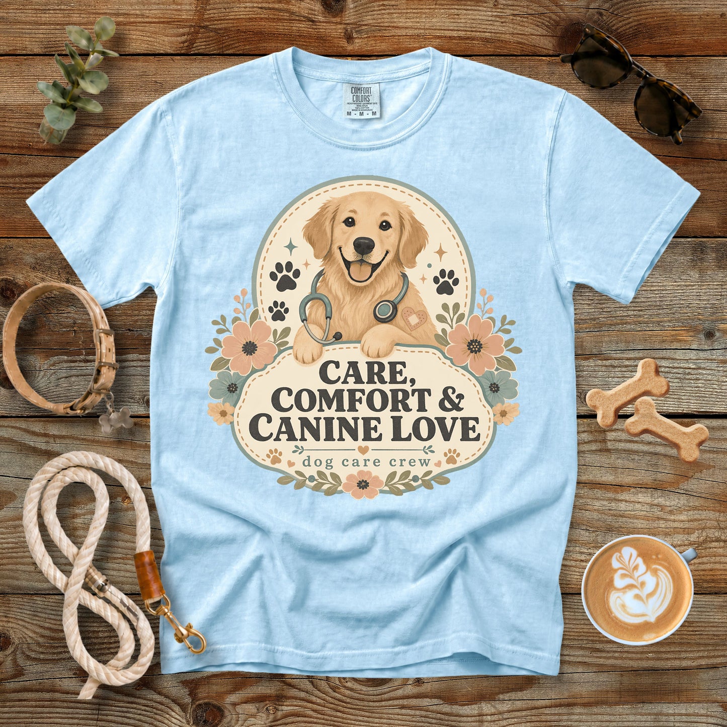 Care, Comfort & Canine Love T-Shirt | Comfort Colors 1717
