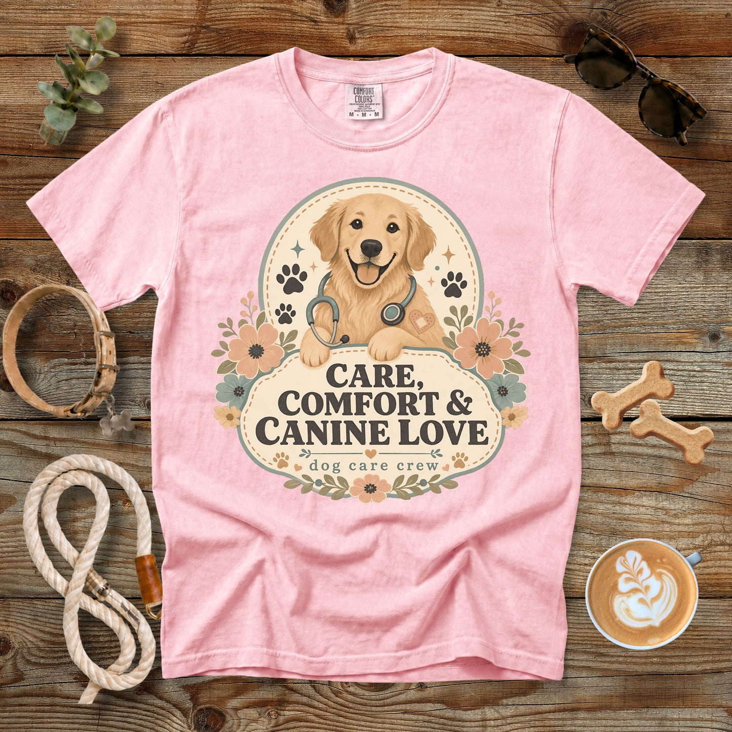 Care, Comfort & Canine Love T-Shirt | Comfort Colors 1717