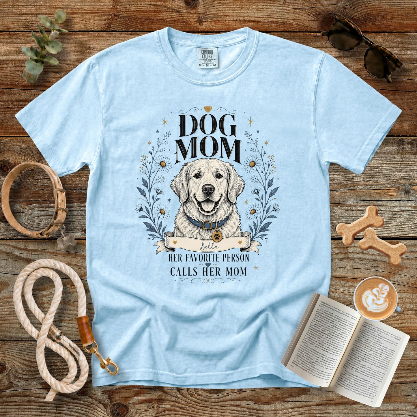 Personalized Dog Mom T-Shirt | Her Favorite Person Calls Her Mom Comfort Colors 1717