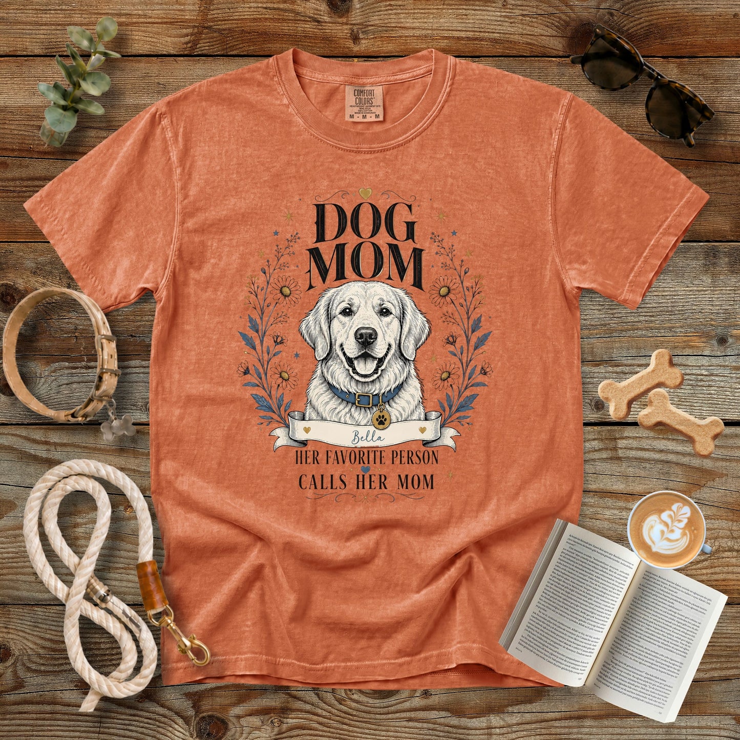 Personalized Dog Mom T-Shirt | Her Favorite Person Calls Her Mom Comfort Colors 1717