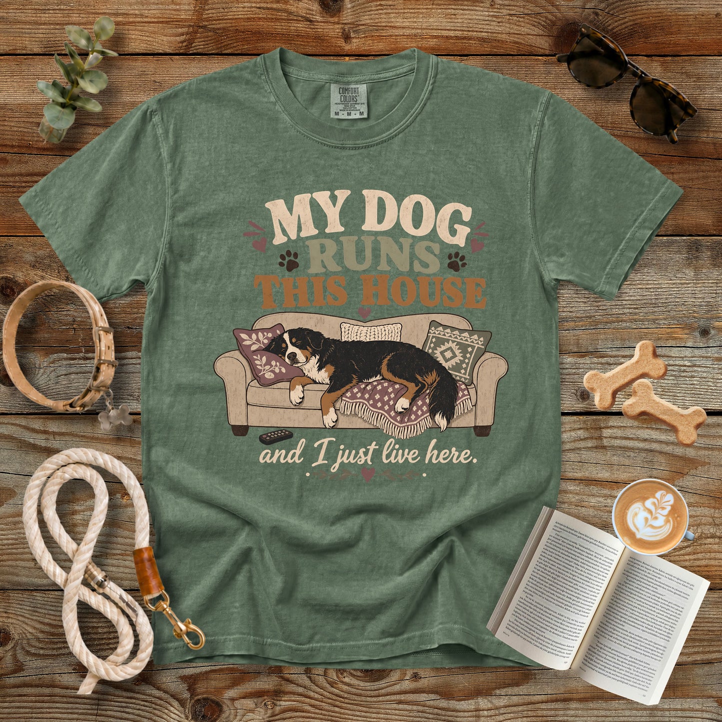 My Dog Runs This House T-Shirt | Comfort Colors 1717 Funny Dog Mom Shirt