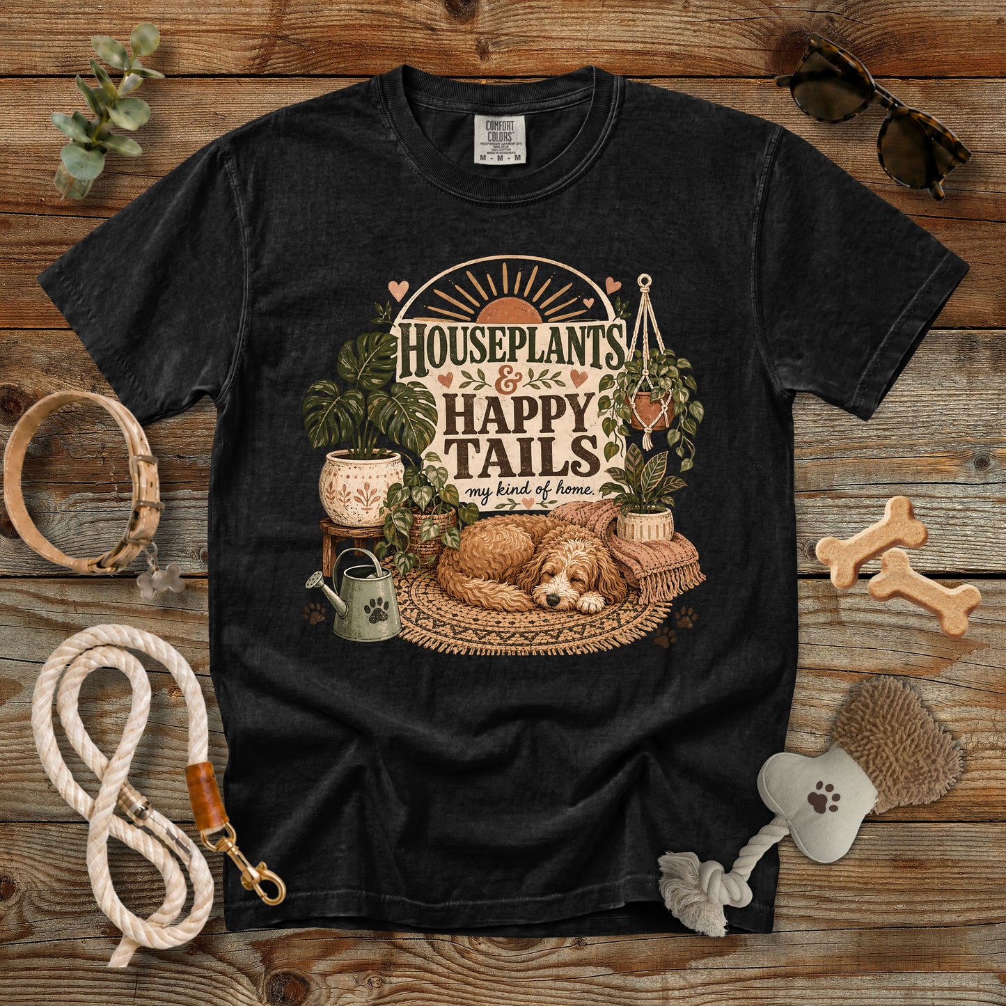 Houseplants & Happy Tails T-Shirt | Comfort Colors 1717 Dog Mom Tee
