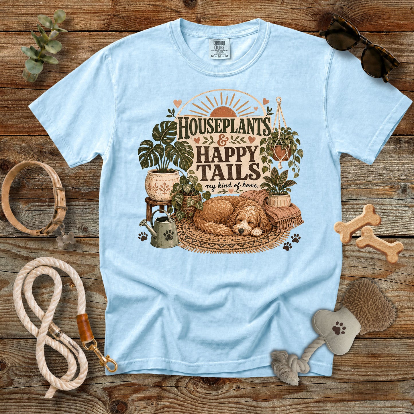 Houseplants & Happy Tails T-Shirt | Comfort Colors 1717 Dog Mom Tee