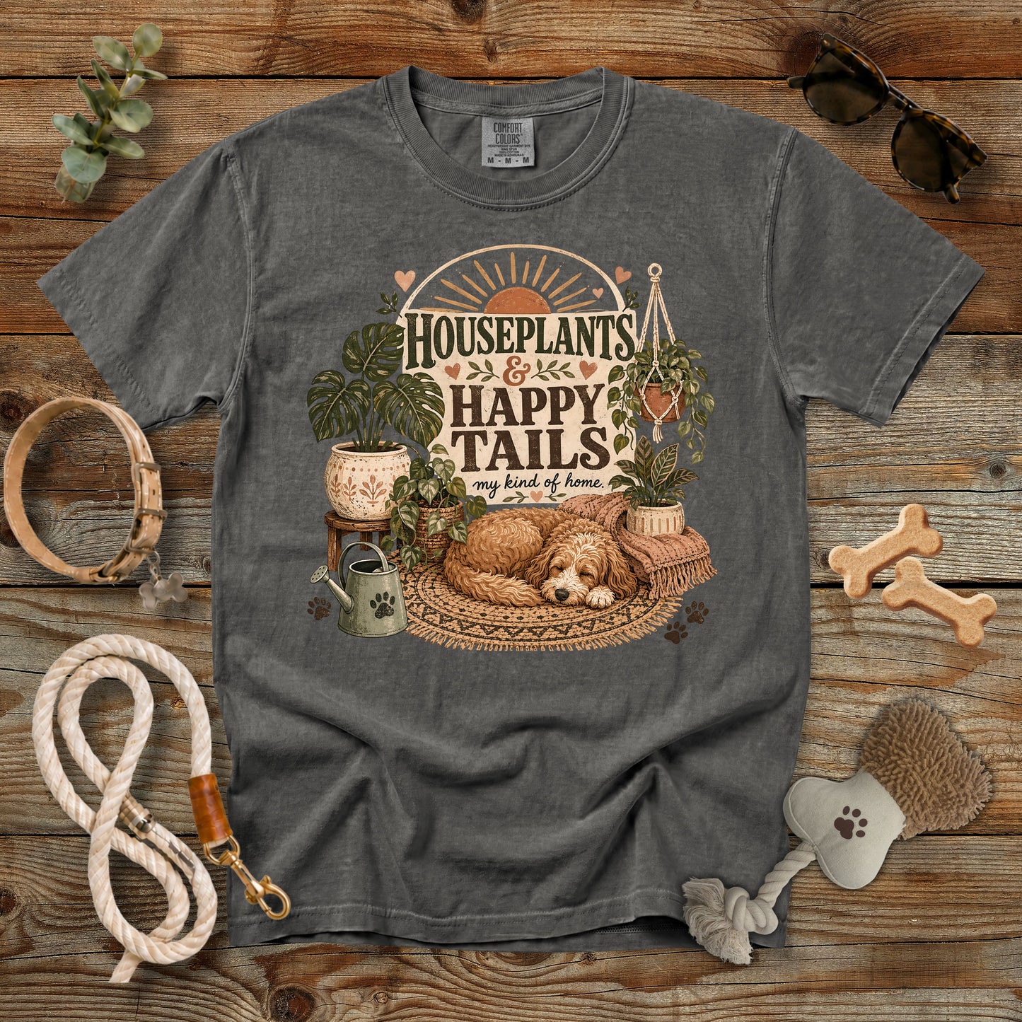 Houseplants & Happy Tails T-Shirt | Comfort Colors 1717 Dog Mom Tee
