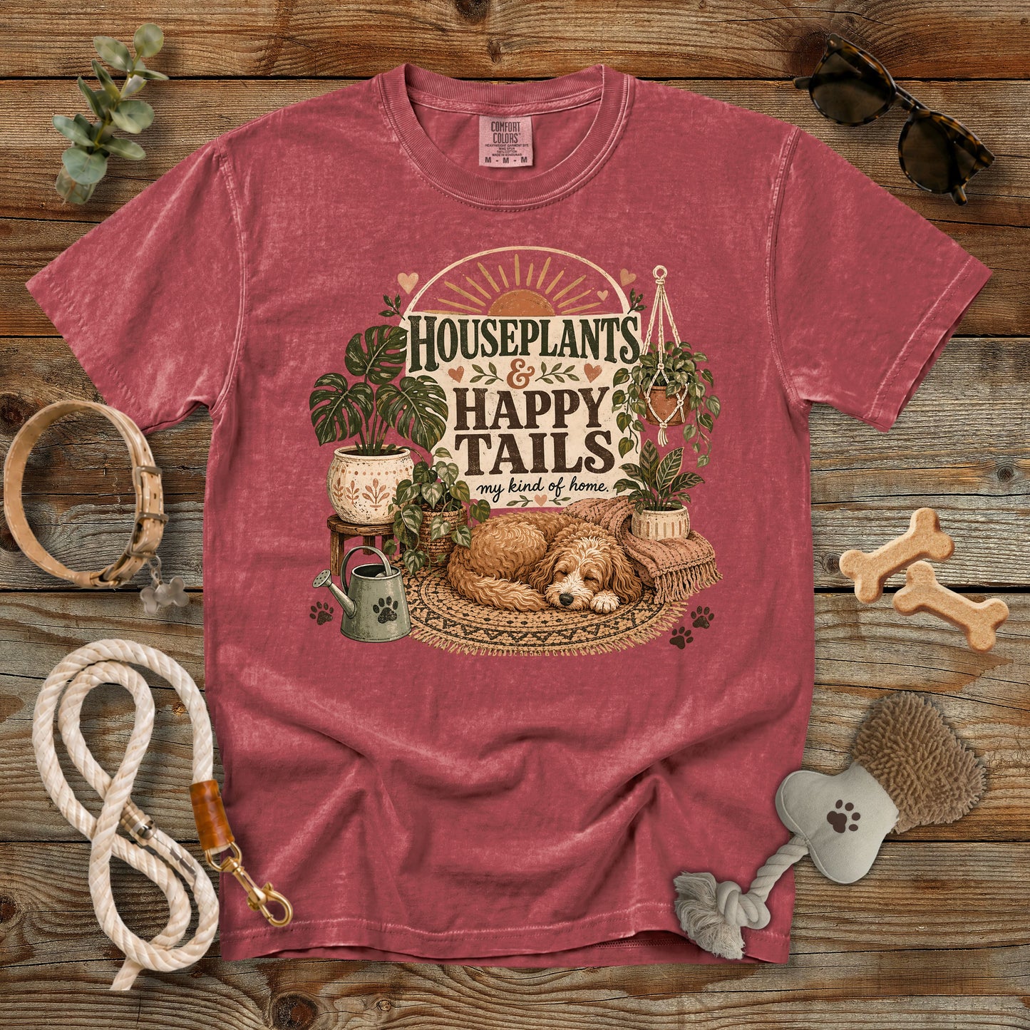 Houseplants & Happy Tails T-Shirt | Comfort Colors 1717 Dog Mom Tee
