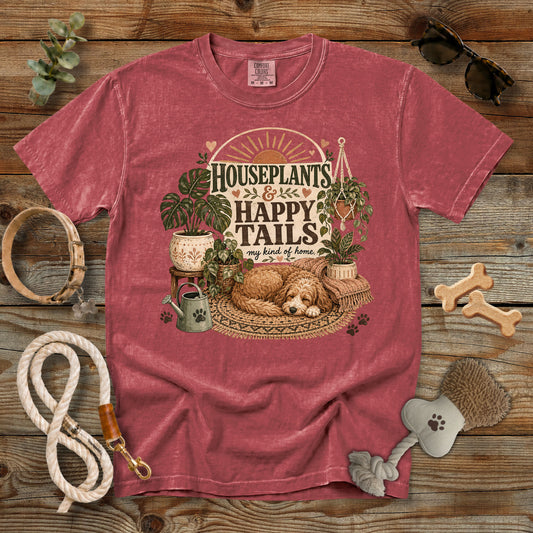 Houseplants & Happy Tails T-Shirt | Comfort Colors 1717 Dog Mom Tee