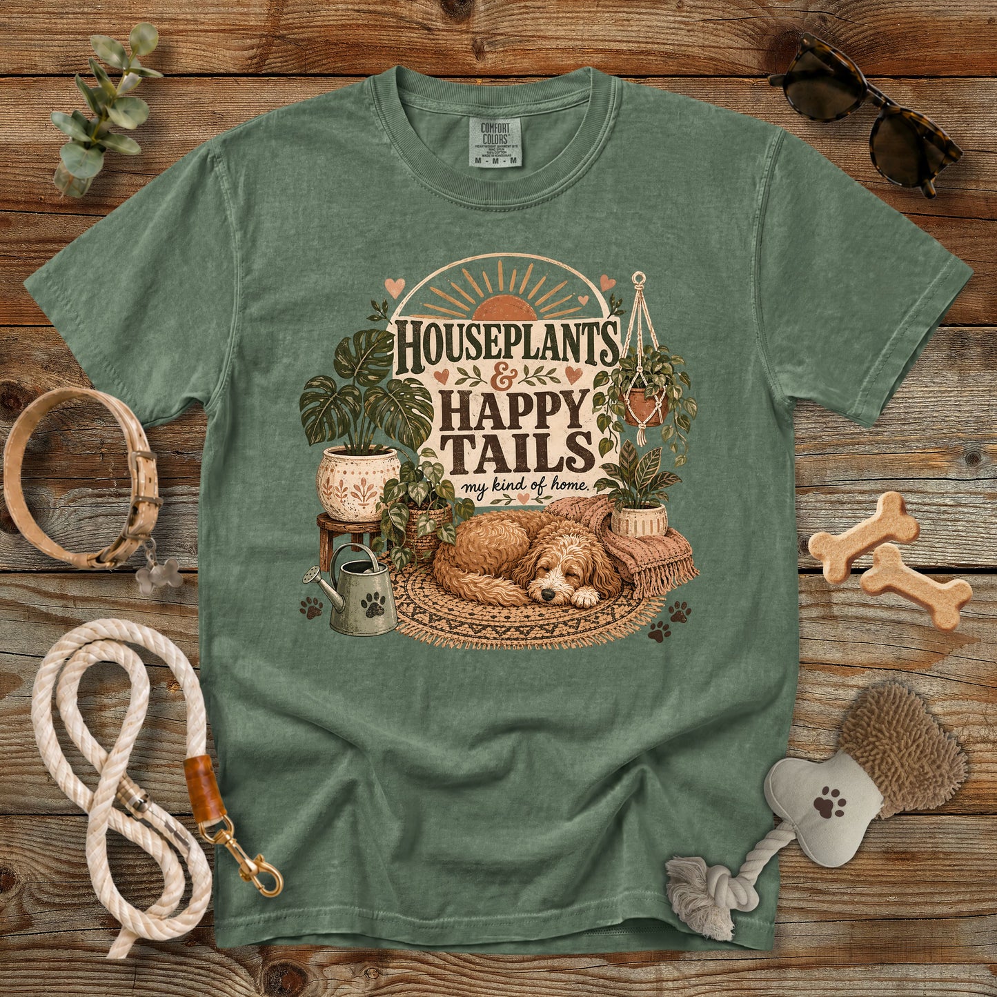 Houseplants & Happy Tails T-Shirt | Comfort Colors 1717 Dog Mom Tee