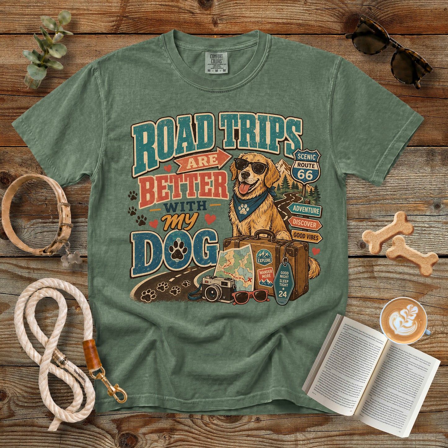 Road Trips Are Better With My Dog T-Shirt | Comfort Colors 1717 Dog Mom Tee