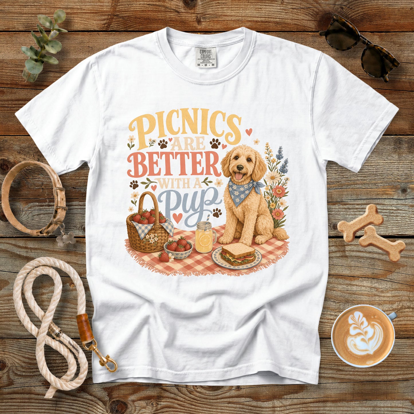 Picnics Are Better With a Pup T-Shirt | Comfort Colors 1717 Dog Mom Picnic Tee