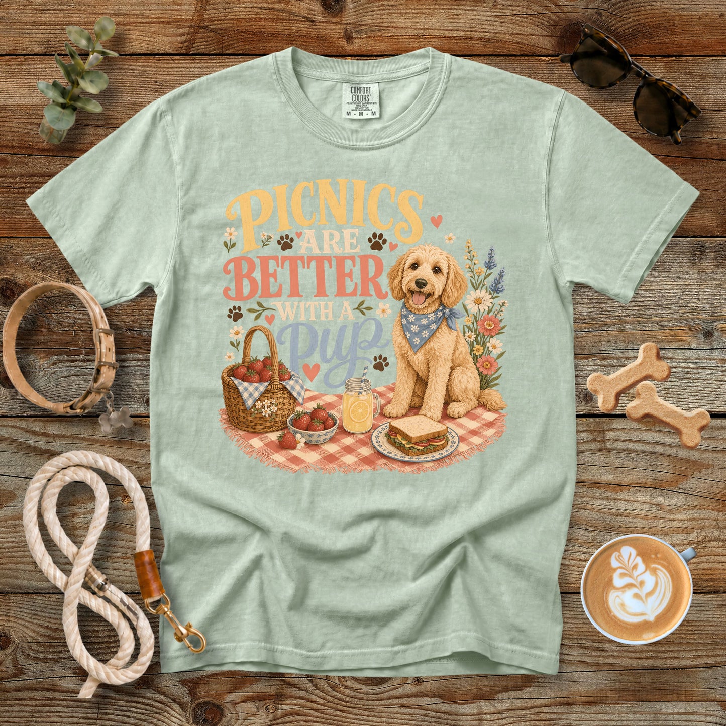 Picnics Are Better With a Pup T-Shirt | Comfort Colors 1717 Dog Mom Picnic Tee